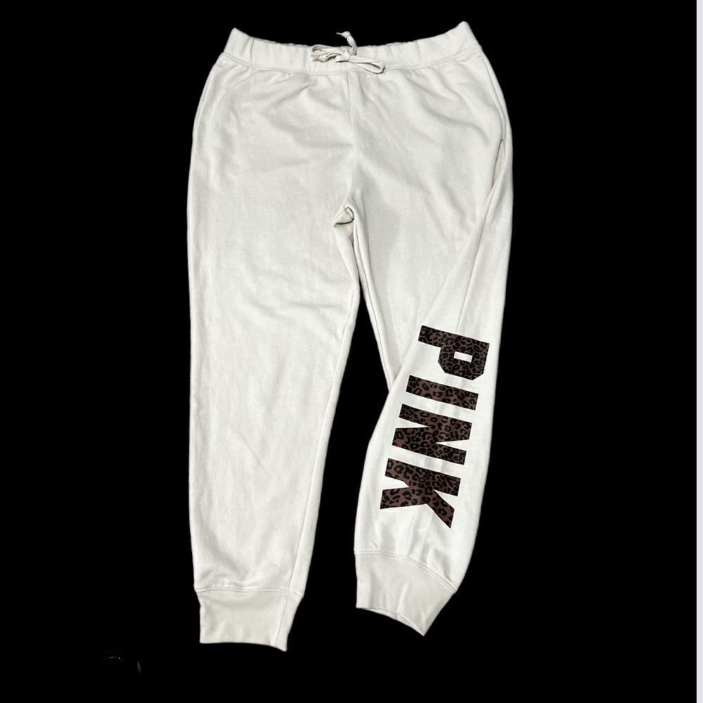 Victoria’s Secret Pink Relaxed Jogger Logo Pants Beige XXL